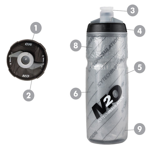 M2O Pilot Insulated Water Bottle - 620ml - Smoke/Red - Unisex