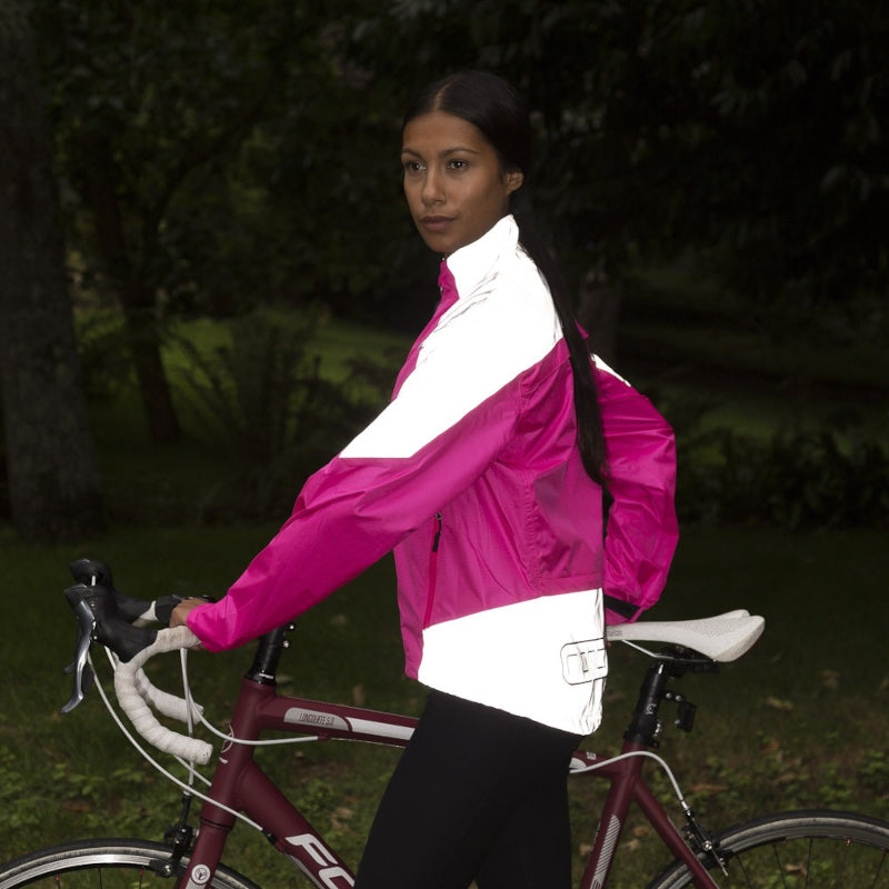 Load image into Gallery viewer, Proviz Nightrider 2.0 Women&#39;s Cycling Jacket Pink - Nighttime
