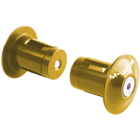 Load image into Gallery viewer, M-Wave Alloy Bar End Plugs Gold - Thumbnail
