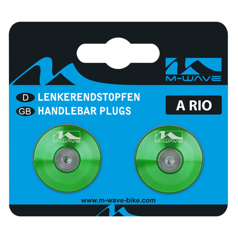 Load image into Gallery viewer, M-Wave Alloy Bar End Plugs Green - Packaging
