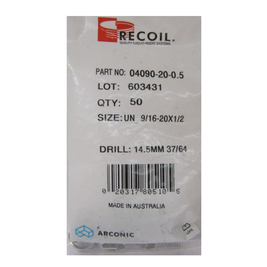 Recoil 9/16 x 20 Right Hand Crank Thread Repair Inserts - Packaging