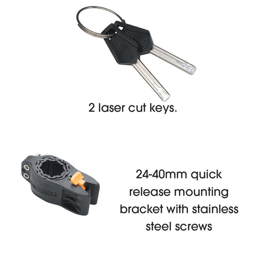 On Guard OG Series Mini U-Lock with Key and Cable - 90mm x 140mm - Steel