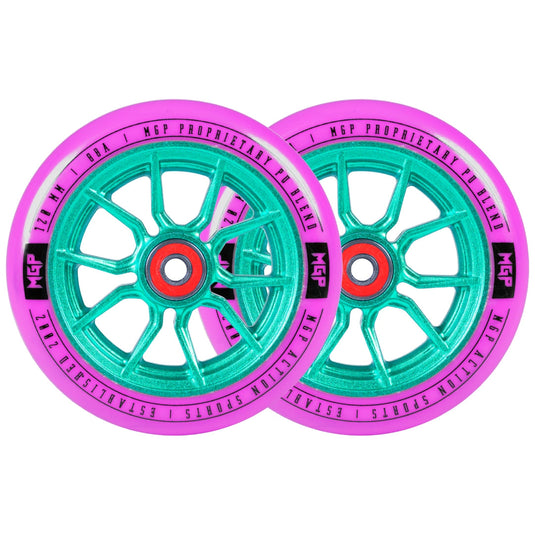 Madd Gear 120mm Syndicate AR Hollow Core Wheels - Pink/Teal