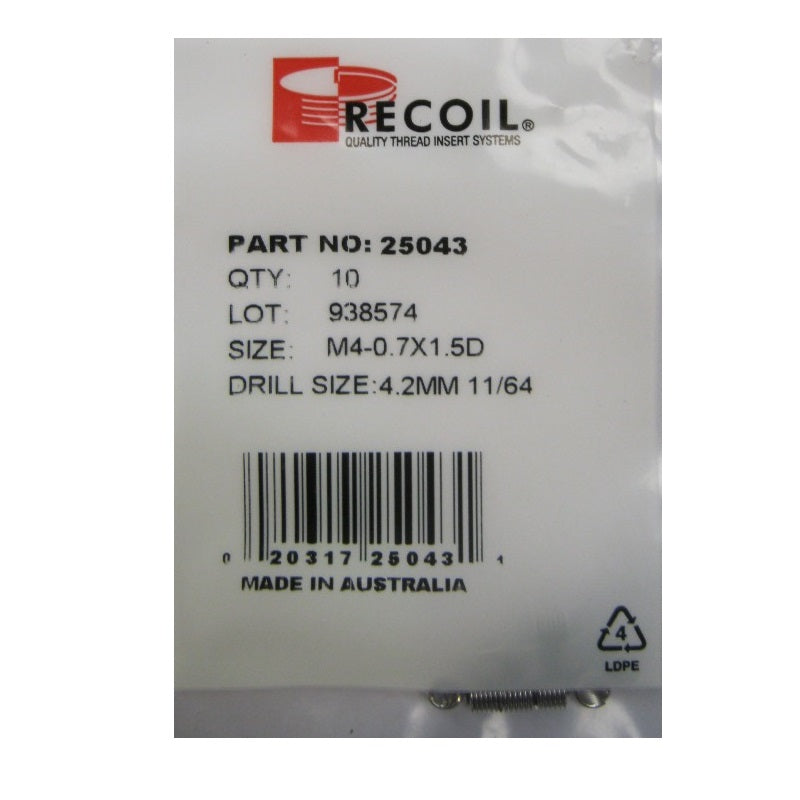 Load image into Gallery viewer, Recoil M4 x 0.7 x 1.5D Thread Repair Inserts - Packaging

