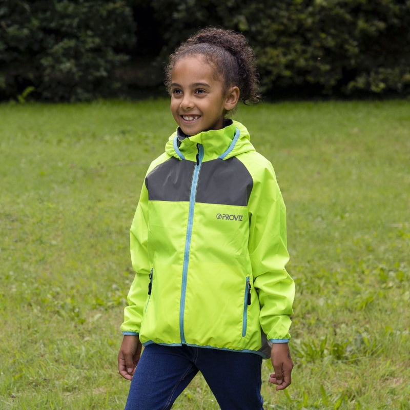 Load image into Gallery viewer, Proviz Nightrider Kids Fleece-Line Jacket Yellow - Front Daytime
