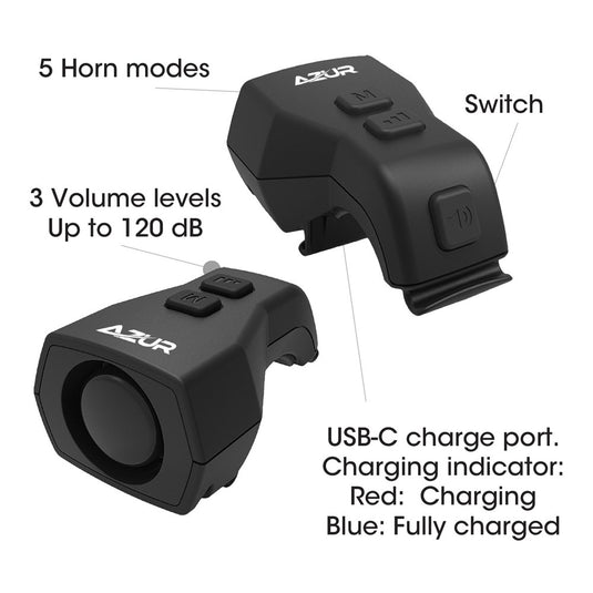 Azur eBell USB-C Rechargeable Bike Horn