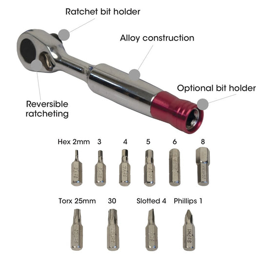 Azur Alloy Ratchet 10 Bit Tool Set