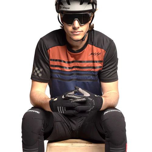 Load image into Gallery viewer, Fasthouse Alloy Sidewinder Short Sleeve Jersey - Rust/Midnight Navy - Unisex
