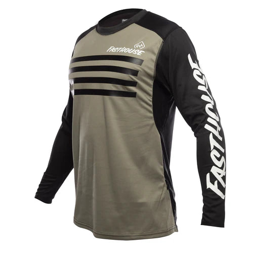 Fasthousenz Alloy Stripe Long Sleeve Jersey - Moss - Men's