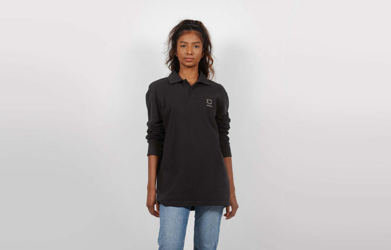 Load image into Gallery viewer, Commencal Long Sleeve Polo Shirt Anthracite - Men&#39;s
