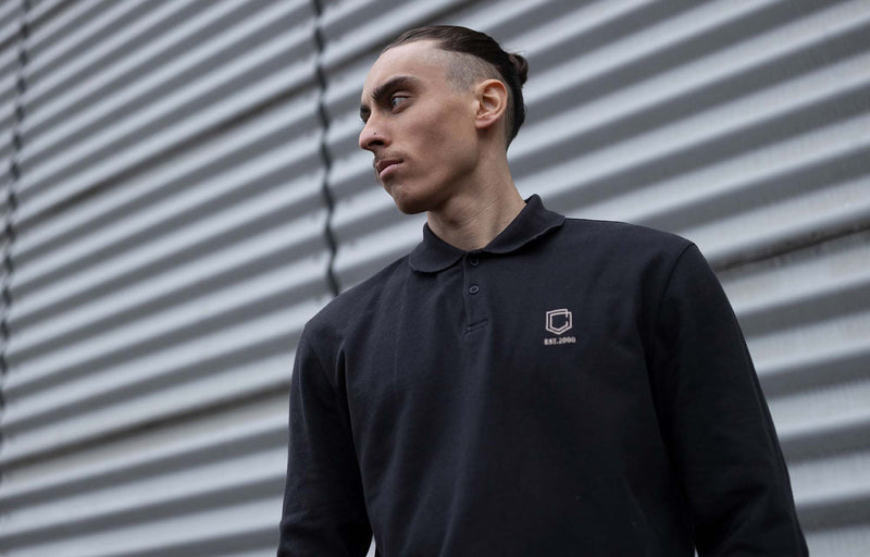 Load image into Gallery viewer, Commencal Long Sleeve Polo Shirt Anthracite - Men&#39;s
