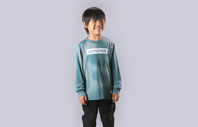 Commencal Kids Softech Long Sleeve Jersey - Camo Grid Green
