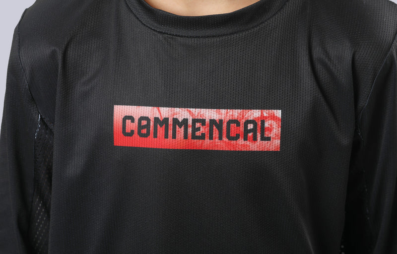Load image into Gallery viewer, Commencal Kids Litech Corporate Long Sleeve Jersey - Black - Kids
