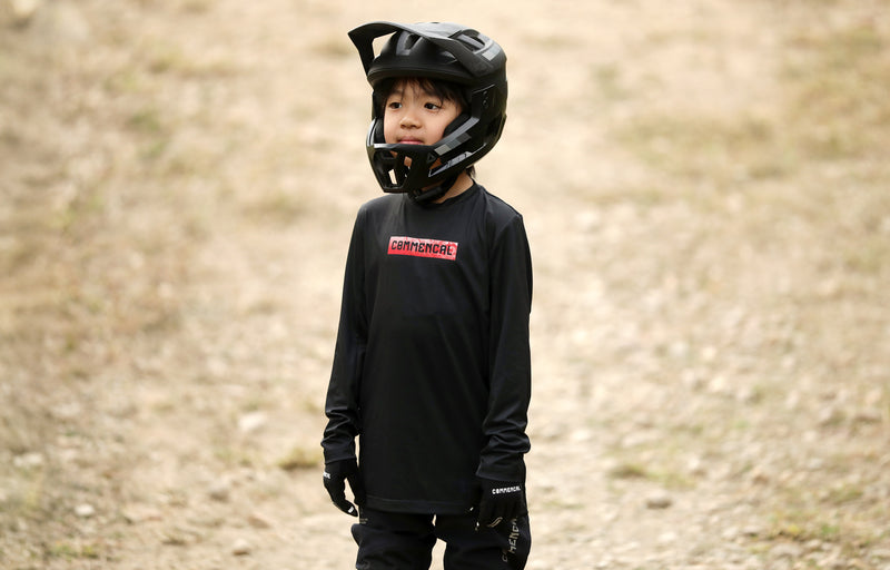 Load image into Gallery viewer, Commencal Kids Litech Corporate Long Sleeve Jersey - Black - Kids
