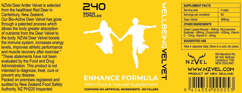 Load image into Gallery viewer, NZVel Enhance Formula Deer Velvet - 240 Capsules
