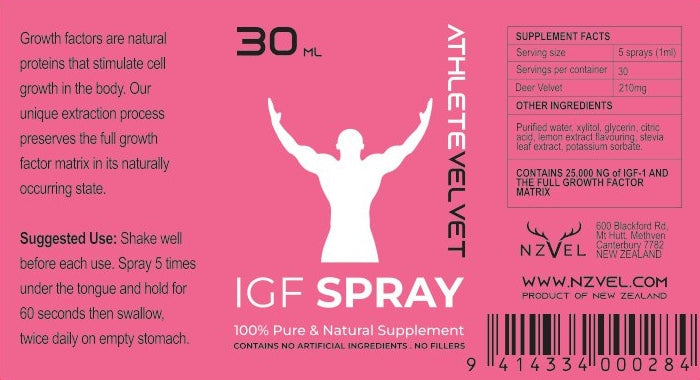 Load image into Gallery viewer, NZVel IGF-1 Athlete Formula Deer Velvet Spray - 25,000NG 30ml
