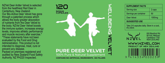 NZVel Pure Deer Antler Velvet - 120 Capsules