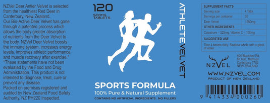 NZVel Sports Formula Deer Velvet - 120 Tablets