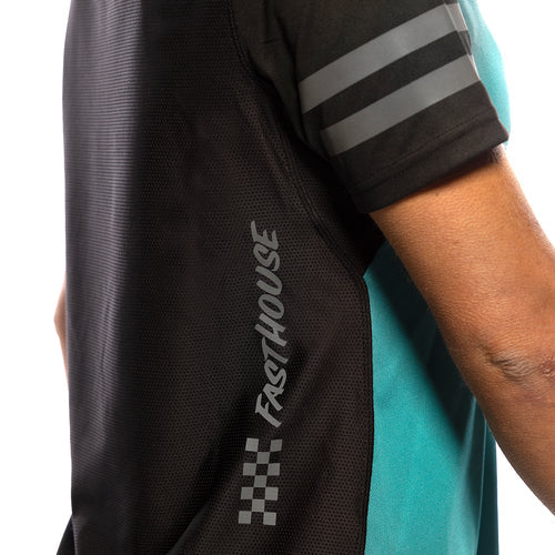 Load image into Gallery viewer, Fasthouse Women&#39;s Sidewinder Short Sleeve Jersey - Black/Teal
