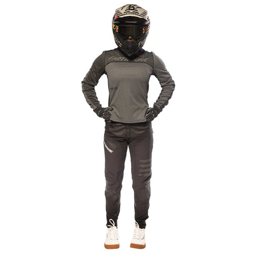 Load image into Gallery viewer, Fasthouse Women&#39;s Mercury Long Sleeve Jersey - Black Heather/Charcoal Heather
