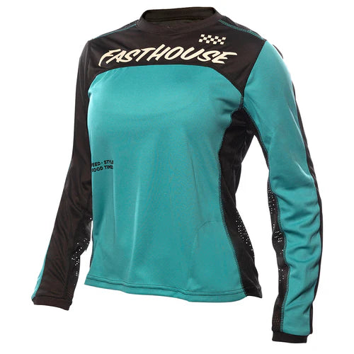 Fasthouse Women's Mercury Long Sleeve Jersey - Black/Teal