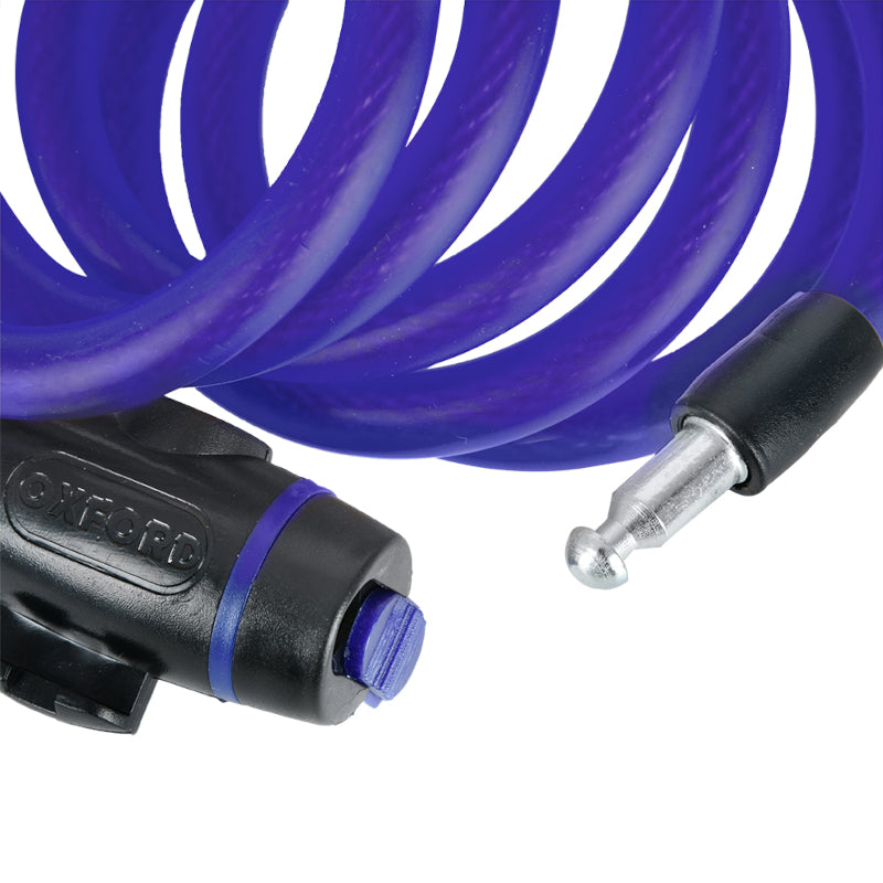 Load image into Gallery viewer, Oxford 12mm Cable Key Lock Blue - Detail
