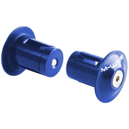Load image into Gallery viewer, M-Wave Alloy Bar End Plugs Blue - Thumbnail
