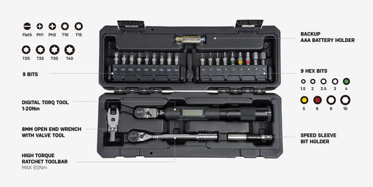 Topeak Torq Stick Pro Digital Torque Wrench with Ratchet Tool Set
