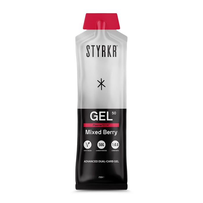 Load image into Gallery viewer, Styrkr GEL50 Mixed Berry Dual-Carb Energy Gel - 12 Box
