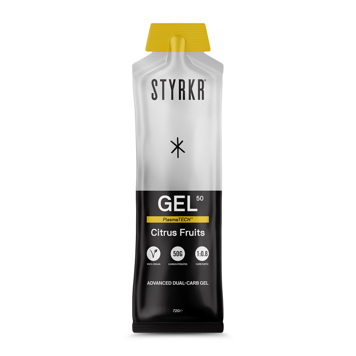 Load image into Gallery viewer, Styrkr GEL50 Citrus Fruits Dual-Carb Energy Gel - 12 Box

