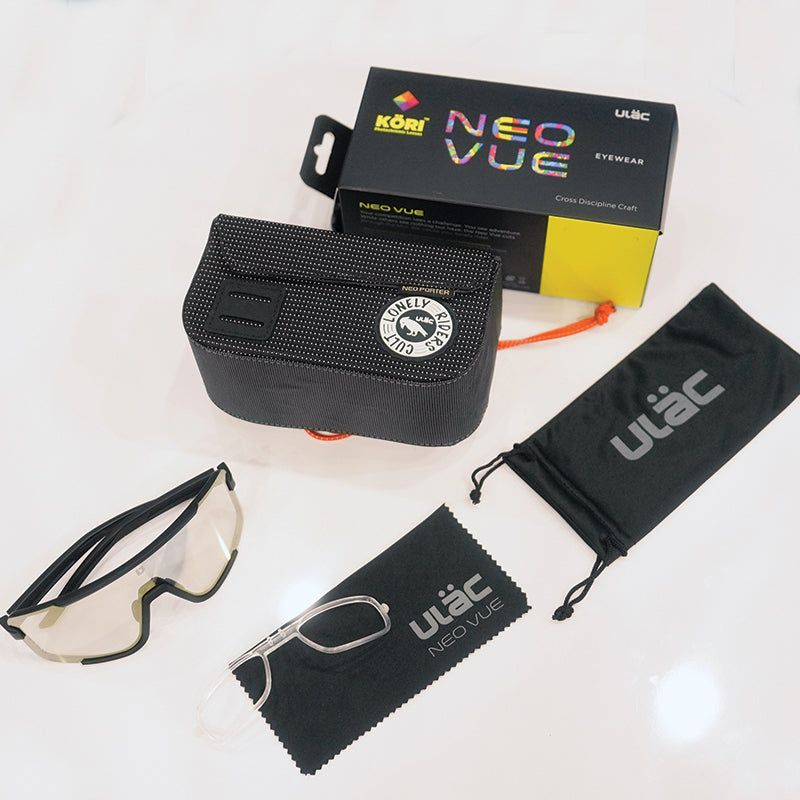 Load image into Gallery viewer, ULAC Neo Vue HOKO Eyewear with Photochromic Lenses and Dual Purpose Handlebar Bag
