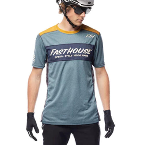 Load image into Gallery viewer, Fasthouse Acadia Short Sleeve Jersey - Heather Indigo - Men&#39;s
