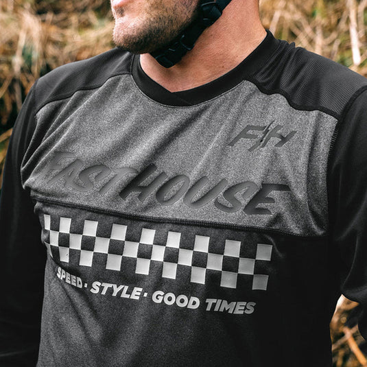 Fasthouse Alloy Mesa Long Sleeve Jersey - Heather Charcoal/Black - Men's