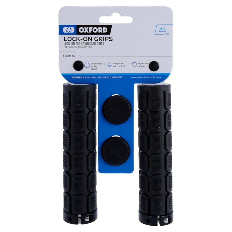 Load image into Gallery viewer, Oxford Driver Lock-On Fat Grips Black - Header Card
